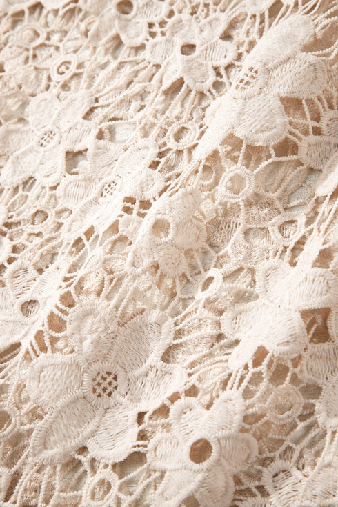 Sheer Floral Lace Hem Patchwork Halter Maxi Dress