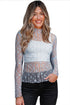 Sheer Floral Lace Long Sleeve Slim Fit Top
