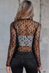 Sheer Floral Lace Long Sleeve Slim Fit Top