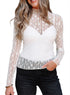 Sheer Floral Lace Long Sleeve Slim Fit Top