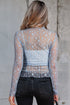 Sheer Floral Lace Long Sleeve Slim Fit Top