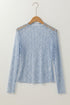 Sheer Floral Lace Long Sleeve Slim Fit Top