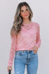 Sheer Floral Lace Long Sleeve V Neck Top