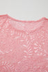 Sheer Floral Lace Long Sleeve V Neck Top