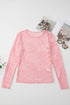 Sheer Floral Lace Long Sleeve V Neck Top