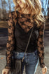 Sheer Floral Lace Mock Neck Long Sleeve Top