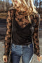 Sheer Floral Lace Mock Neck Long Sleeve Top