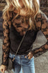 Sheer Floral Lace Mock Neck Long Sleeve Top