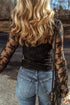 Sheer Floral Lace Mock Neck Long Sleeve Top