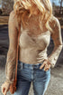 Sheer Floral Lace Mock Neck Long Sleeve Top