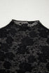 Sheer Floral Lace Mock Neck Long Sleeve Top