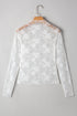 Sheer Floral Lace Mock Neck Long Sleeve Top