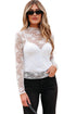Sheer Floral Lace Mock Neck Long Sleeve Top