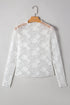 Sheer Floral Lace Mock Neck Long Sleeve Top