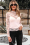 Sheer Floral Lace Mock Neck Long Sleeve Top
