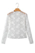 Sheer Floral Lace Mock Neck Long Sleeve Top