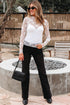 Sheer Floral Lace Mock Neck Long Sleeve Top