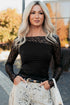 Sheer Floral Lace Panel Asymmetric Patchwork Long Sleeve Top