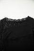 Sheer Floral Lace Panel Asymmetric Patchwork Long Sleeve Top