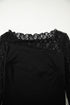 Sheer Floral Lace Panel Asymmetric Patchwork Long Sleeve Top