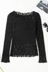 Sheer Floral Lace Panel Asymmetric Patchwork Long Sleeve Top