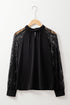 Sheer Floral Lace Raglan Sleeve Elegant Keyhole Blouse