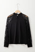 Sheer Floral Lace Raglan Sleeve Elegant Keyhole Blouse