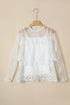 Sheer Floral Lace Ruffle Tiered Long Sleeve Blouse