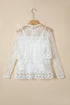 Sheer Floral Lace Ruffle Tiered Long Sleeve Blouse
