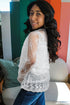 Sheer Floral Lace Ruffle Tiered Long Sleeve Blouse