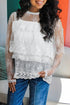 Sheer Floral Lace Ruffle Tiered Long Sleeve Blouse