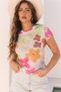 Sheer Floral Mesh Lettuce Edge Cropped Top