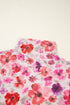 Sheer Floral Mesh Mock Neck Lettuce Trim Slim Top