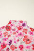 Sheer Floral Mesh Mock Neck Lettuce Trim Slim Top