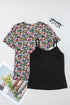 Sheer Floral Mesh Short Sleeve Round Neck Top