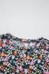 Sheer Floral Mesh Short Sleeve Round Neck Top