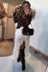 Sheer Lace Frilly Ruffle High Low Western Skirt