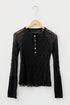 Sheer Lace Long Sleeve Slim Henley Top