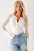 Sheer Lace Long Sleeve Slim Henley Top