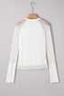 Sheer Lace Long Sleeve Slim Henley Top
