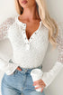 Sheer Lace Long Sleeve Slim Henley Top