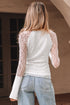 Sheer Lace Long Sleeve Slim Henley Top