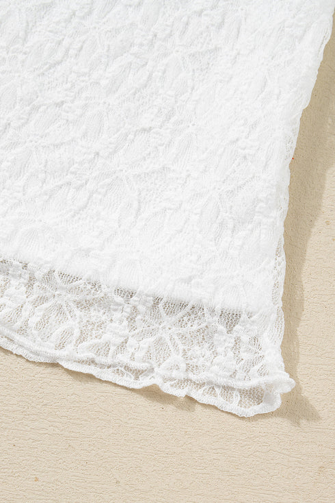 Sheer Lace Long Sleeve Slim Henley Top