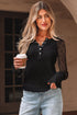 Sheer Lace Long Sleeve Slim Henley Top
