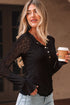 Sheer Lace Long Sleeve Slim Henley Top