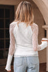 Sheer Lace Long Sleeve Slim Henley Top