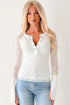 Sheer Lace Long Sleeve Slim Henley Top