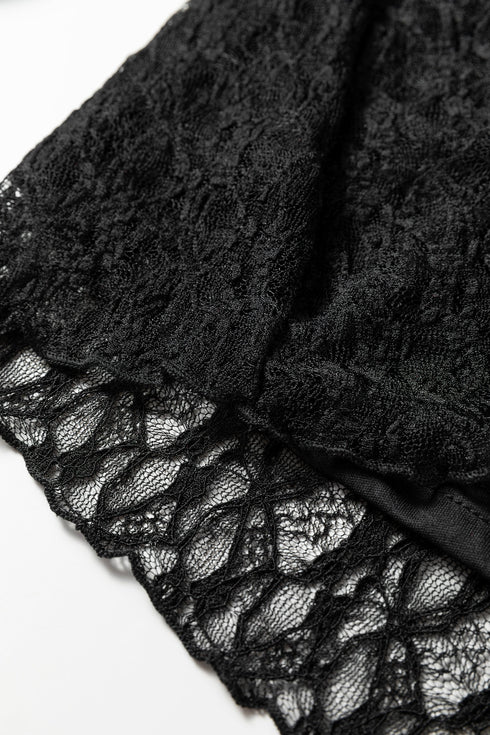 Sheer Lace Long Sleeve Slim Henley Top