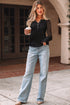 Sheer Lace Long Sleeve Slim Henley Top