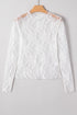 Sheer Lace Mesh Mock Neck Long Sleeve Slim Top